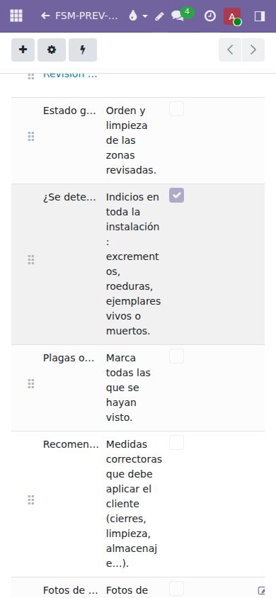 Checklist en el móvil en vertical.