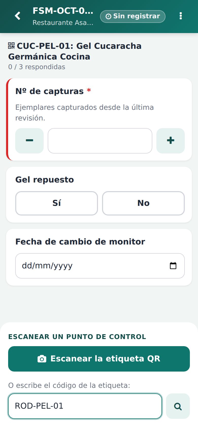 Escaneo de un punto de control (o código escrito a mano).